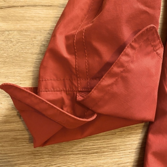 🌟EDDIE BAUER fully lined Red Coral Button Up Trench Coat Raincoat rain jacket - Picture 9 of 13